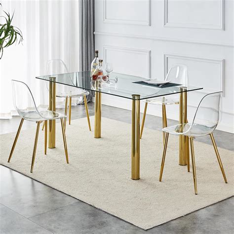 Amazon Haizao Inch Glass Dining Table Set For Gold