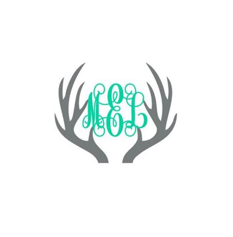 Monogrammed Deer Antlers Deer Antlers Decal Hunting Etsy