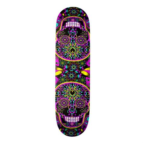 Sugar Skull In Neon Pink Skateboard