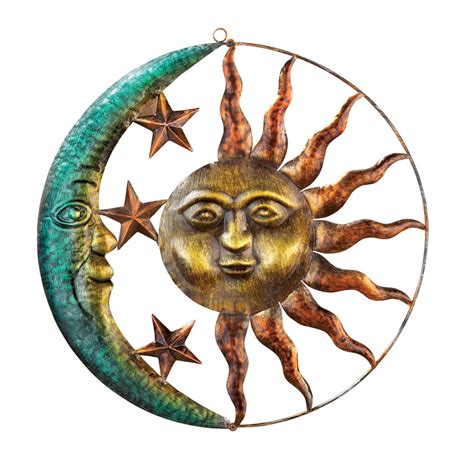 Collections Etc Artistic Sun And Moon Indoor Outdoor Metal Wall Decor