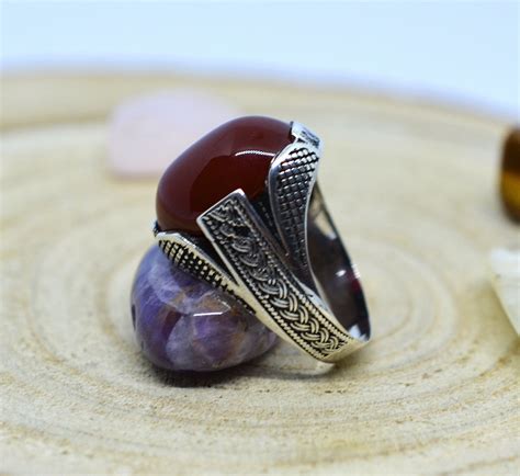 Turkish Handmade Ring Solid 925 Sterling Silver Agate Stone Etsy