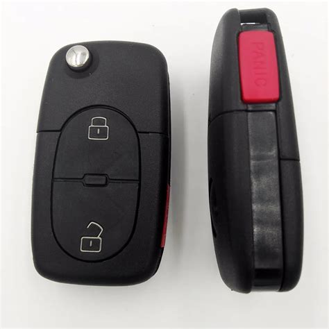 Buttons Flip Blank Key Red Panic Button Remote Case Fob For Vw Golf