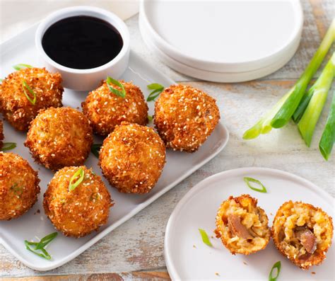 Crispy Bbq Pork Fried Rice Balls Easy Home Meals