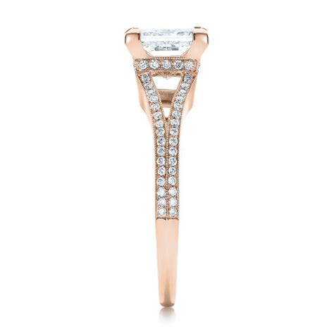 14k Rose Gold Custom Princess Cut Diamond And Split Shank Engagement