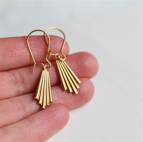 Gold Art Deco Earrings Art Nouveau Earrings Gold Drop Etsy Australia