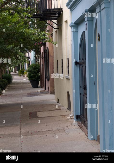 Colorful Georgian Row Houses On Rainbow Row In Charleston South