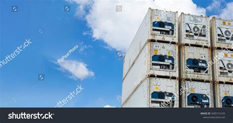 Refrigerated Containers Cargo Container Yard Cargo Stock Photo