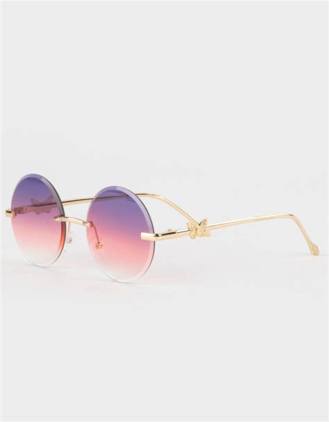 Rsq Rimless Round Butterfly Charm Sunglasses Multi Tillys