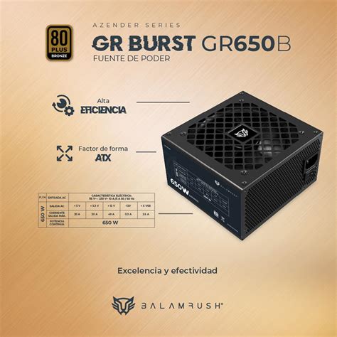 Fuente De Poder Pc 650w Gamer Balam Rush Gr Burst Gr650b 80 Plus Bronze