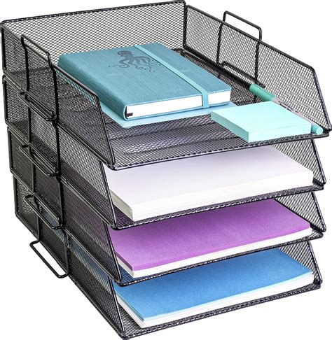 Amazon 4 Tier Pack Stackable Tray Office Desk Organizer File And