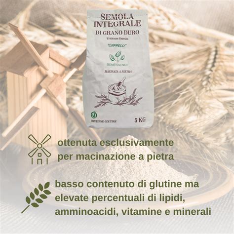 Semola Integrale Di Grano Duro Sen Cappelli 5 Kg Benessence