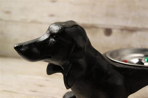 Dachshund Vintage Cast Iron Dog Dish Holder Weenie Dog Hot