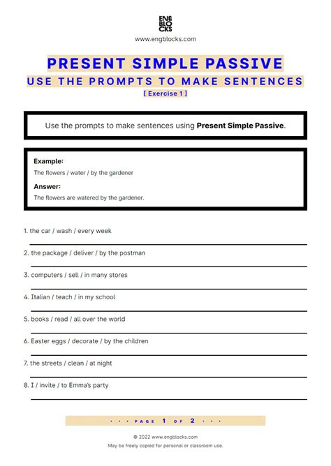 Finish The Sentence In Present Simple Passive Worksheet English Grammar