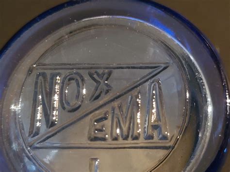 Vintage Noxzema Embossed Jar Cobalt Blue Glass Advertising Metal Lid W