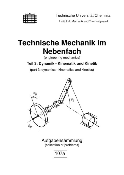 107a Aufgabensammlung Dynamik Technische Universität Chemnitz