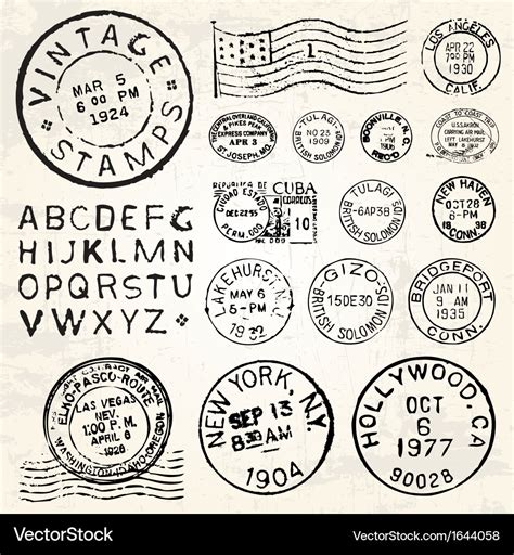 Vintage Stamp Set Royalty Free Vector Image Vectorstock