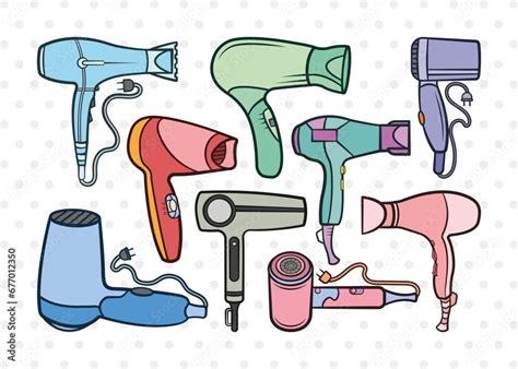 Hair Dryer Clipart Svg Cut File Blow Dryer Svg Barber Tools Svg