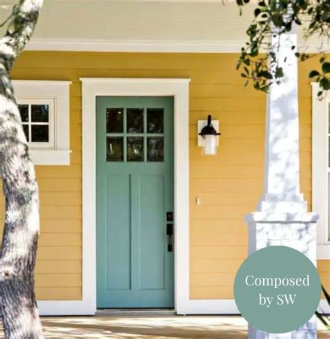 Most Welcoming Front Door Colors For A Yellow House OAK GRAIN