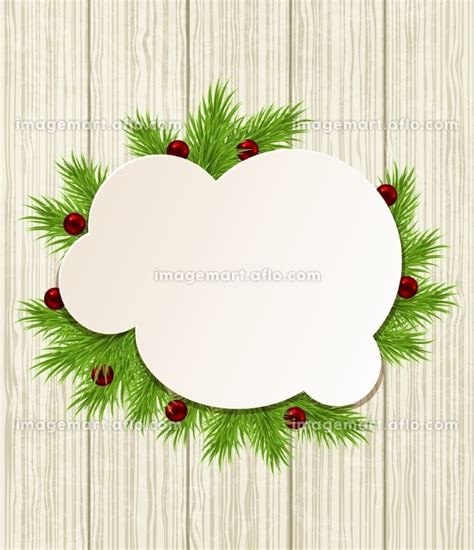 Wooden Christmas background with green fir branchesのイラスト素材 90747033