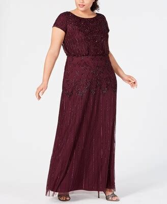 Adrianna Papell Plus Floral Beaded Gown Shopstyle