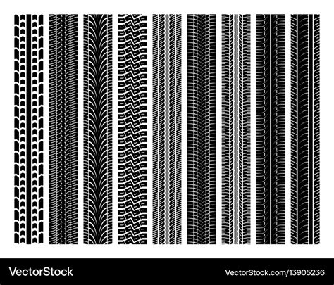 Seamless Tire Tracks Tread Marks Set Royalty Free Vector