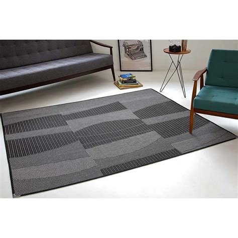 Tapete Sisal Sala 2 00 X 3 00 Antiderrap Preto Cinza S 559 Em