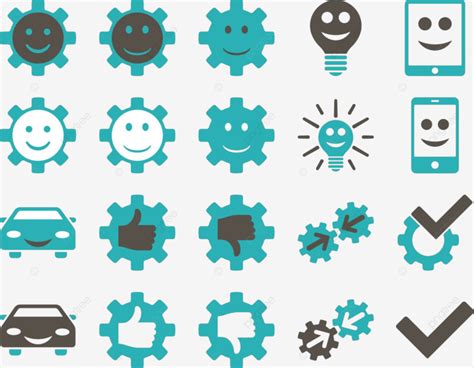 Tools And Smile Gears Icons Component Avatar Emoticon Vector Component