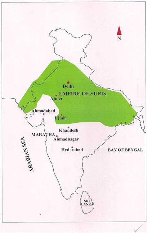 History of Pashtuns: Map of Suri Empire