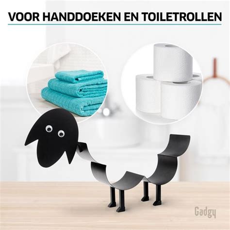 Gadgy Wc Rolhouder Zwart Schaap Reserverolhouder Toiletrolhouder