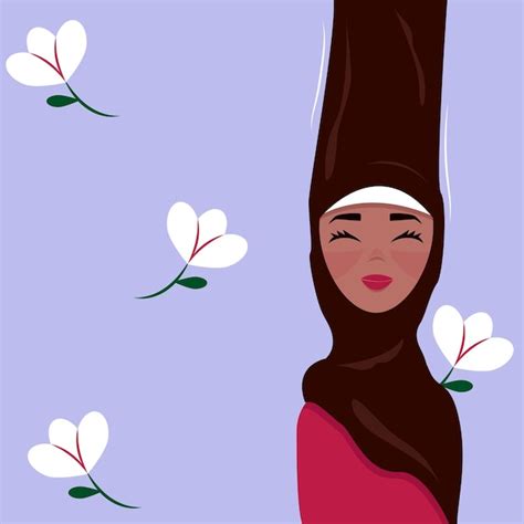 Uma ilustração uma linda garota de hijab na cabeça Vetor Premium