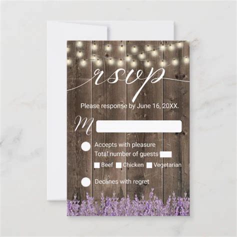 Lavender Floral Rustic String Lights Wedding RSVP Zazzle