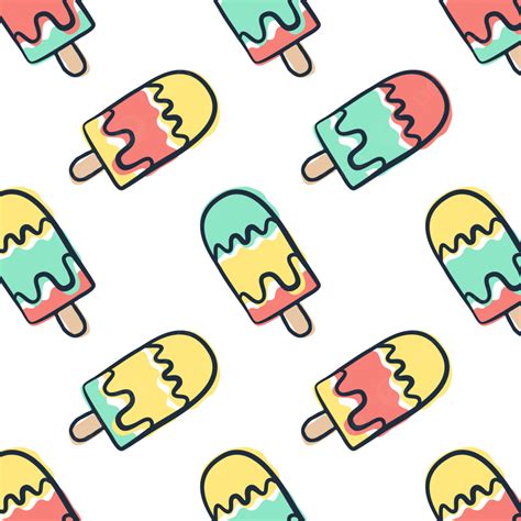 Hand Draw Doodle Ice Cream Seamless Pattern Background Wallpaper