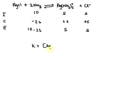 SOLVED Calculate The Solubilty Of AgCl S In A 10 0M NH3 Solution The