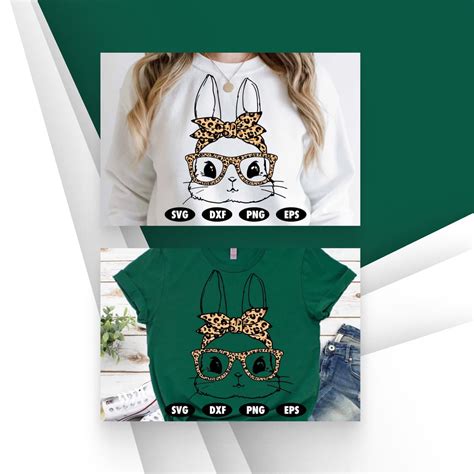 Cute Bunny With Leopard Bandana And Glasses Svg Masterbundles