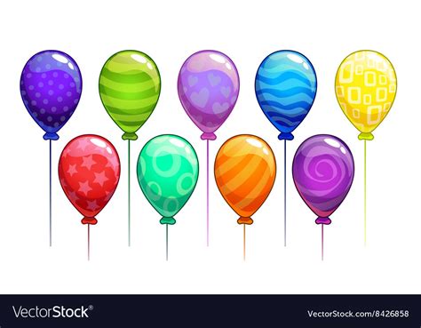 Cartoon Colorful Balloons Set Royalty Free Vector Image