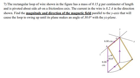 Solved 7 The Rectangular Loop Of Wire Shown In The Figure Chegg