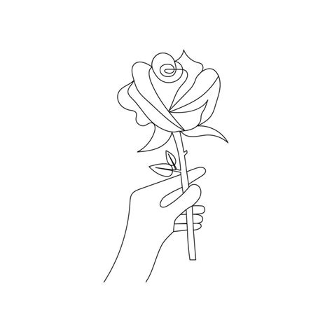 Continuous One Line Rose Flower Drawing And Single Outline Vector Art