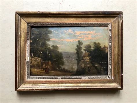 Tableau Ancien Paysage Anim Huile Sur Panneau Sign E Sauvage