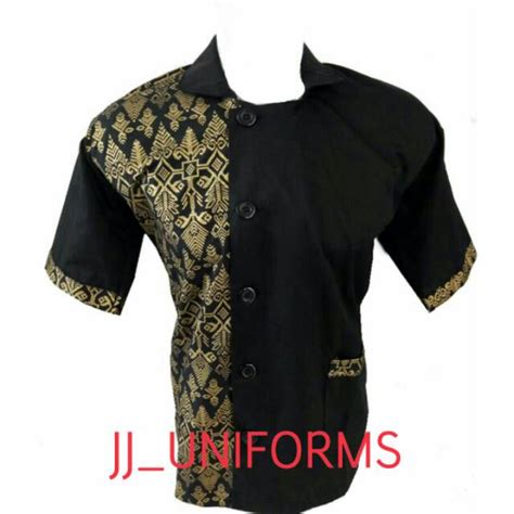 Jual Baju Koki Kombinasi Batik Hitam Kemeja Koki Seragam Chef Baju