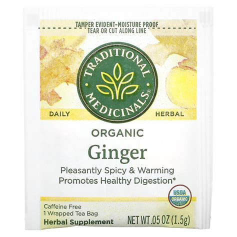 Traditional Medicinals Organic Ginger Caffeine Free Wrapped Tea