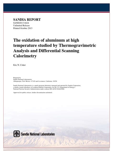 Oxidation Temp Of Aluminum Pdf Differential Scanning Calorimetry Aluminium Oxide