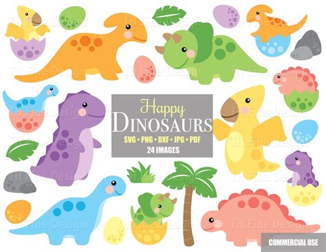 Art Clipart Dinosaur Clip Art Baby Dinosaurs Decor Bundle Colorful