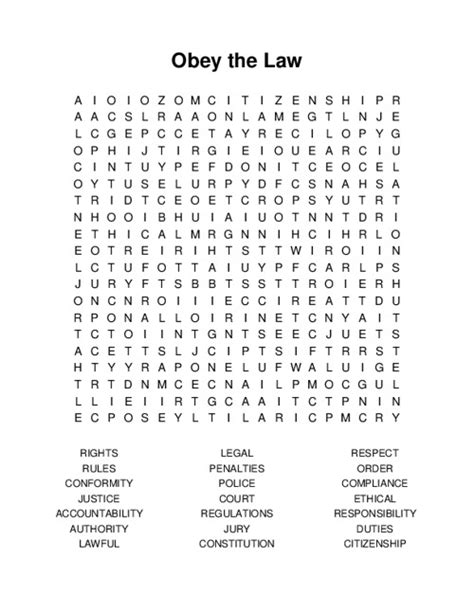 Obey The Law Word Search