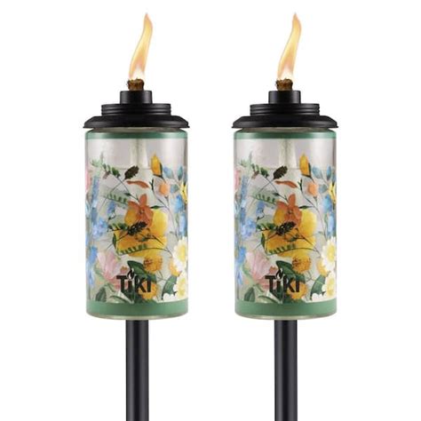 Tiki In Easy Install Torch Wild Flower Glass Pack The