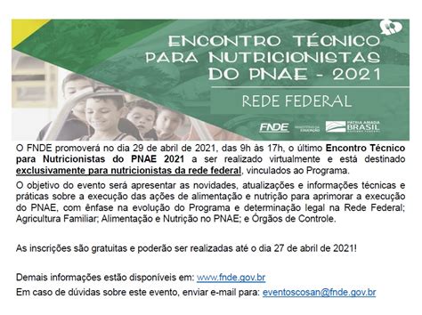 Encontro T Cnico Para Nutricionistas Do Pnae Rede Federal Cecane