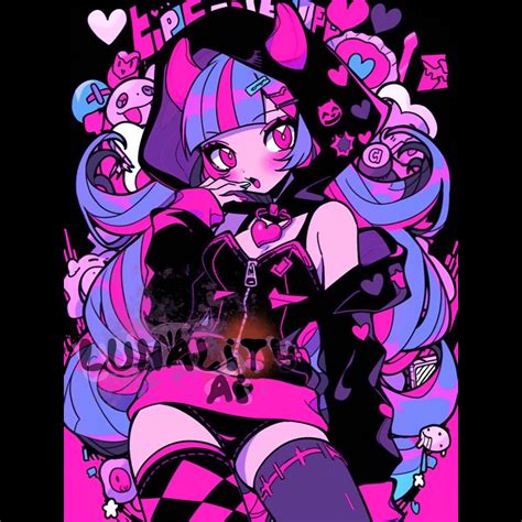 Anime Girl Goth Hyperpop Png Download Print Manga Poster Wall Art Dark