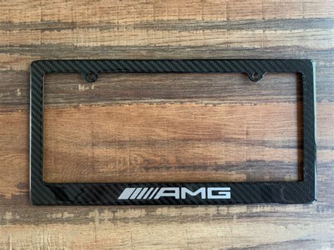 Carbon Fiber License Plate Frame W AMG Logo ANY COLOR Etsy