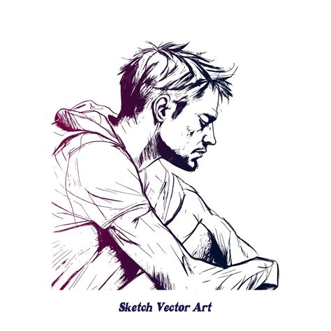 Premium Vector | Depression man art and hand drawing sketch art style black and white vector ...