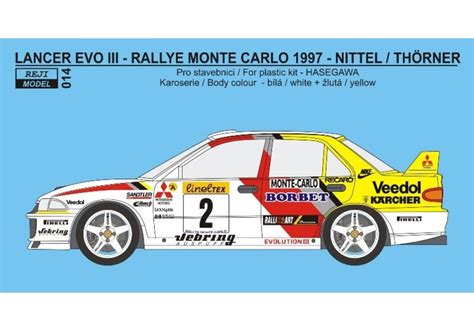 Decals Mitsubishi Lancer Evo Iii Rally Monte Carlo 1997 U Nittel