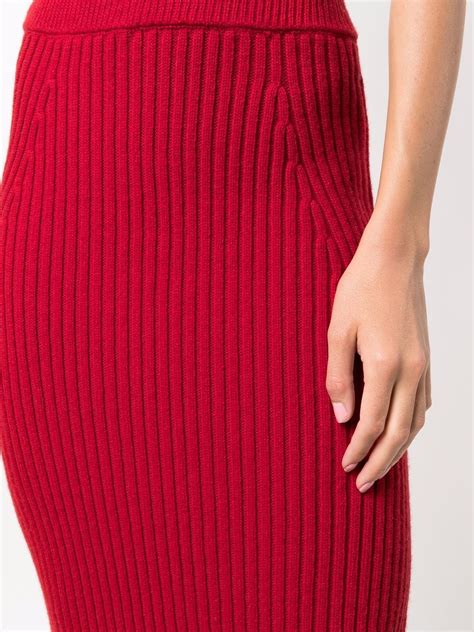 AMI AMALIA Ribbed Knit Merino Skirt Farfetch